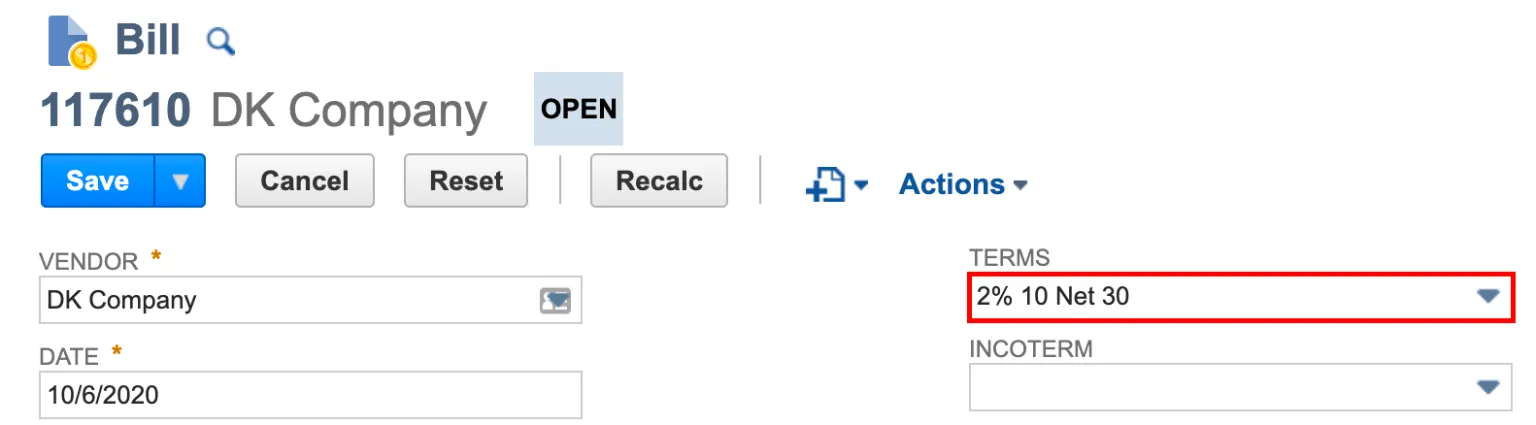 Set Payment Term at Bill Level Set Payment Term at Bill Level