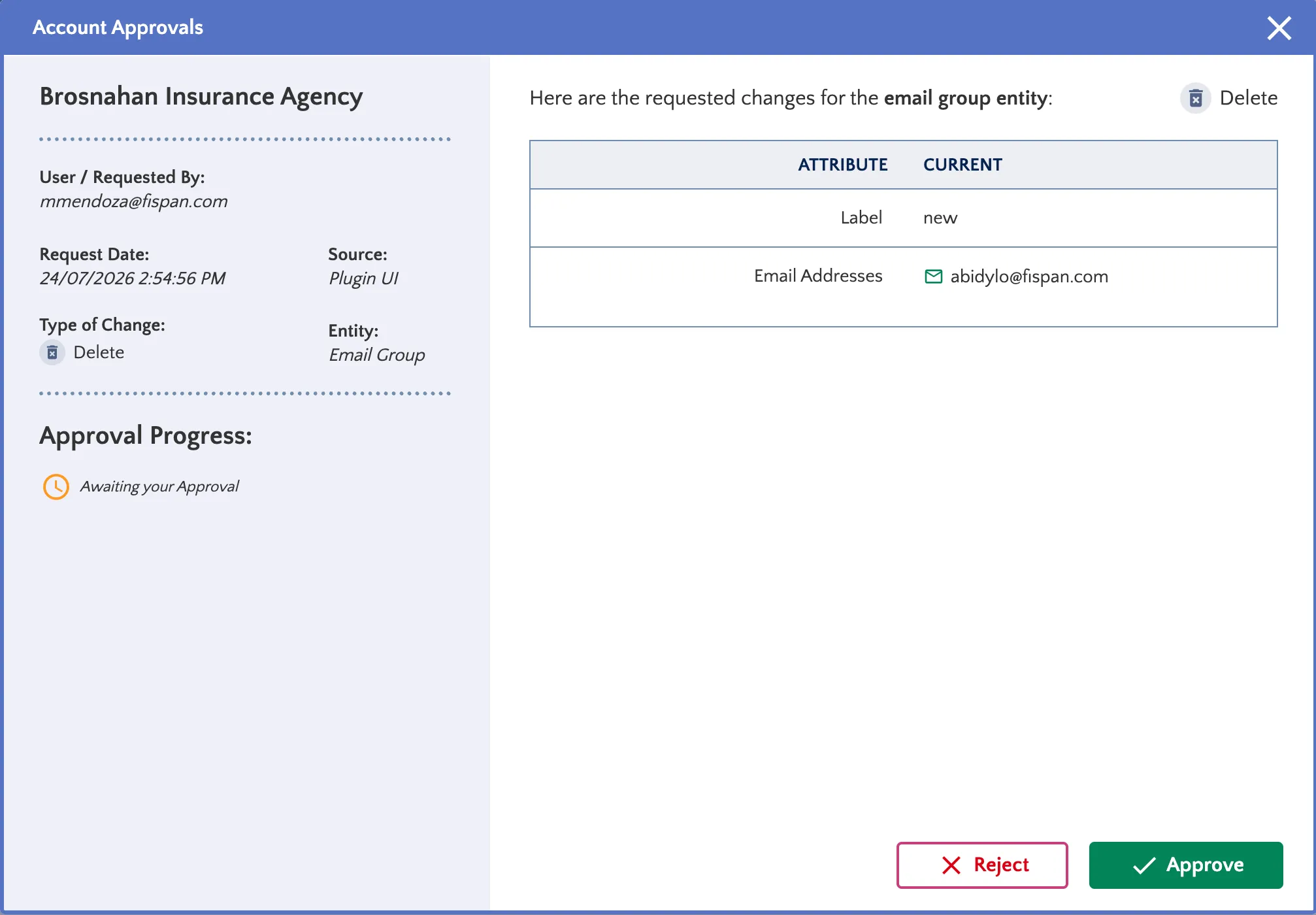 Delete - View Pending Change Delete - View Pending Change