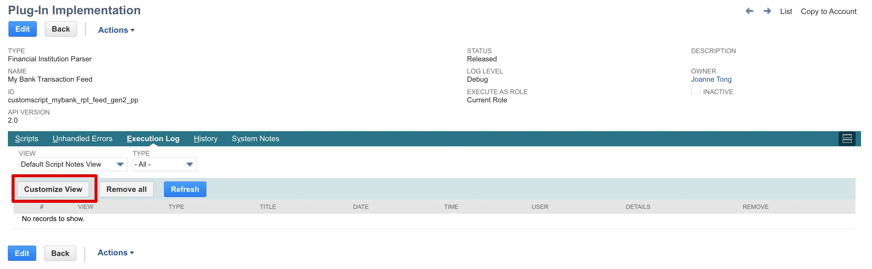 Click on Customize View