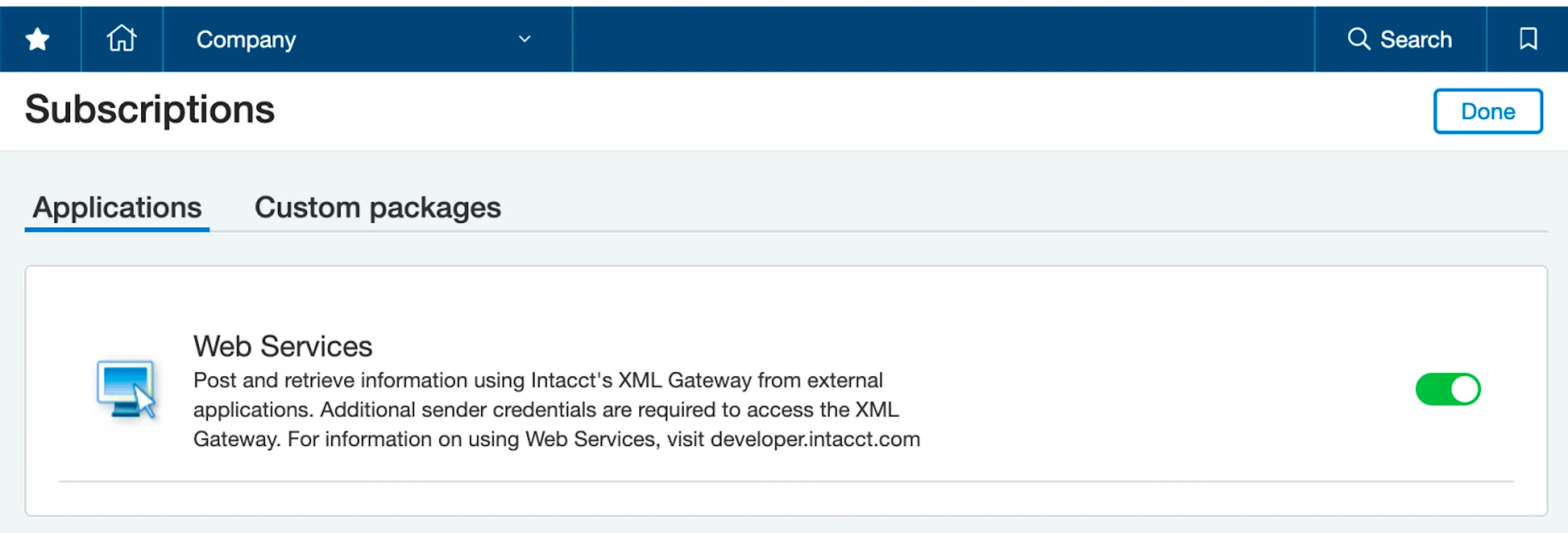 Green toggle indicating that Web Services is enabled Green toggle indicating that Web Services is enabled