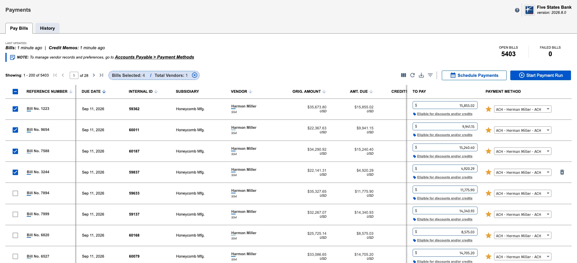 Select Bills to Pay Select Bills to Pay