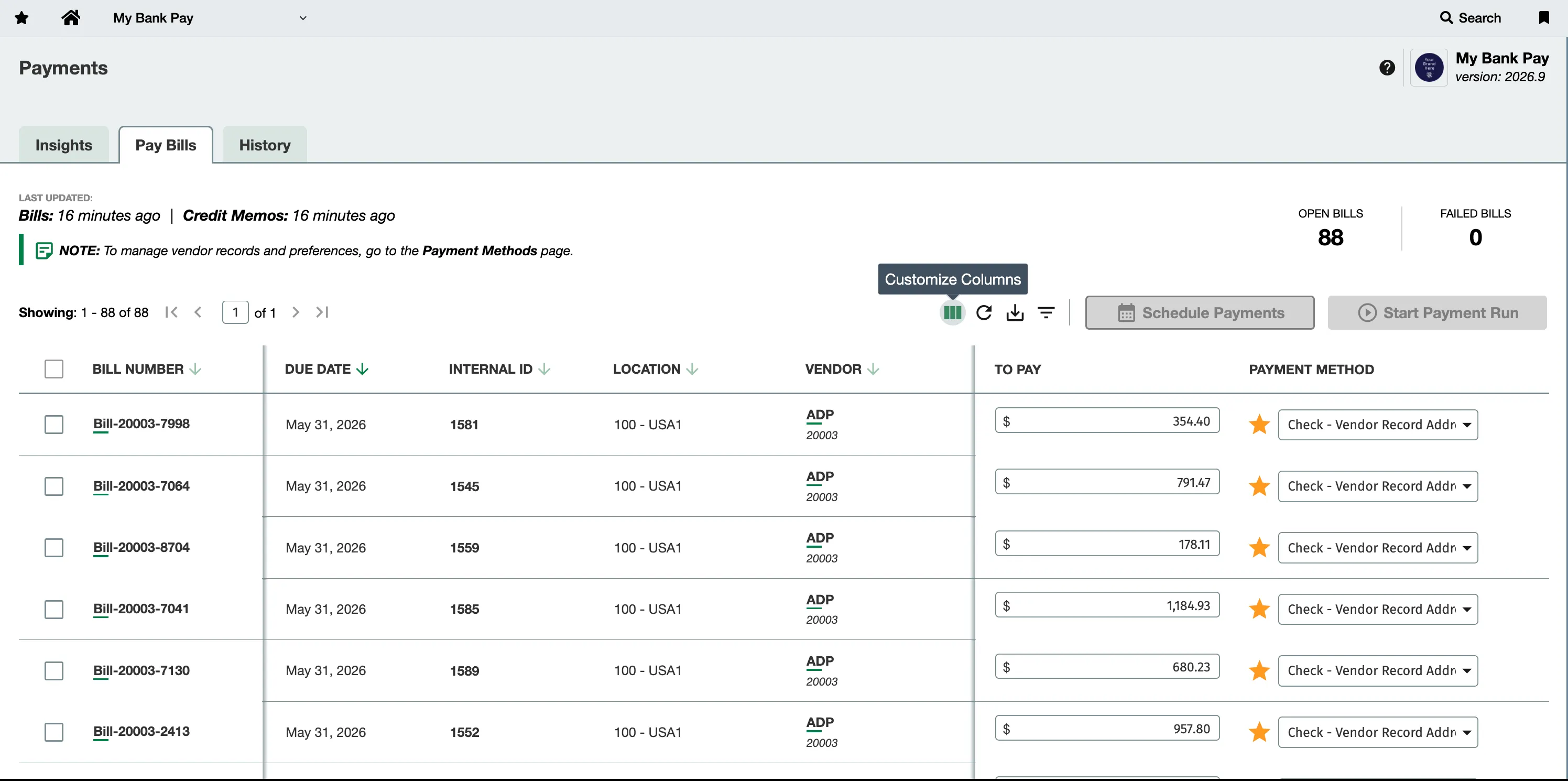 Accessing Customize Columns Panel Accessing Customize Columns Panel