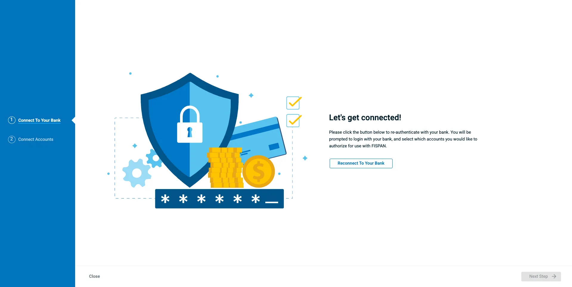 Click Reconnect to Your Bank