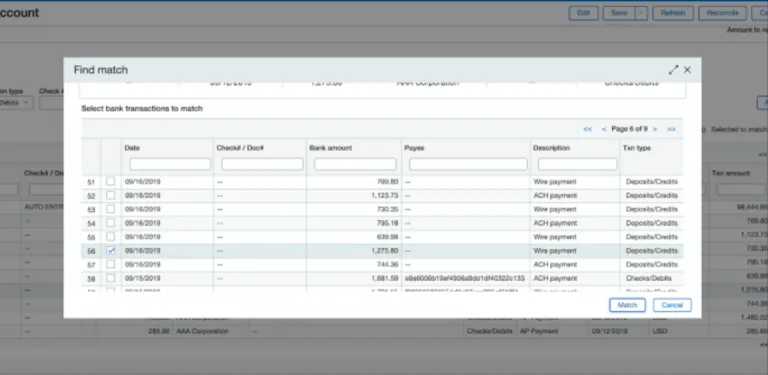 Select Transaction to Match Select Transaction to Match