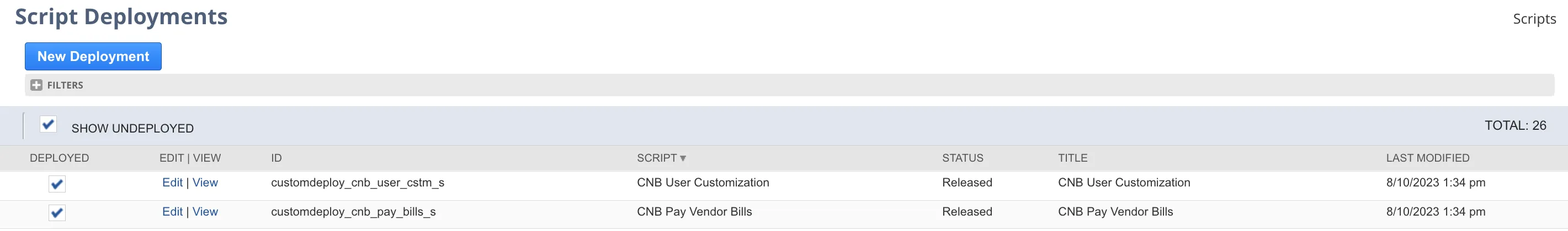 Pay Vendor Bills and User Customization Suitelets