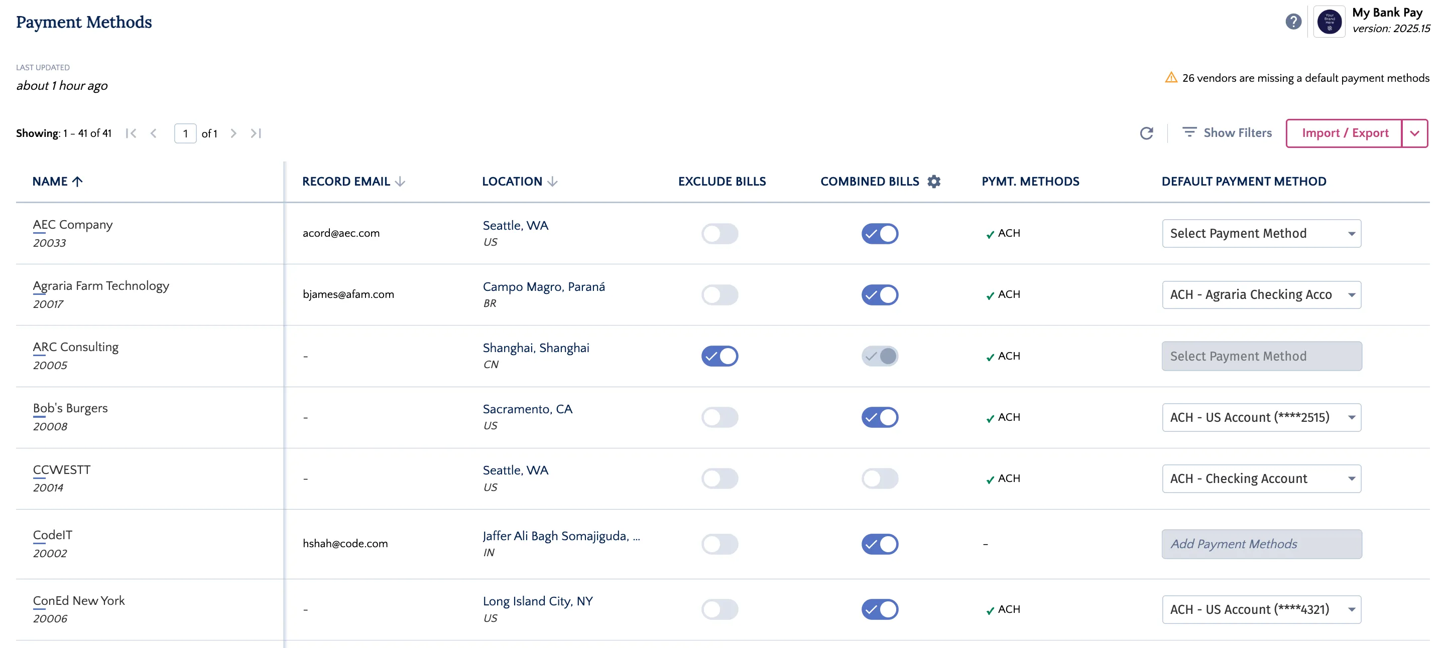 Select a Default Payment Method Select a Default Payment Method