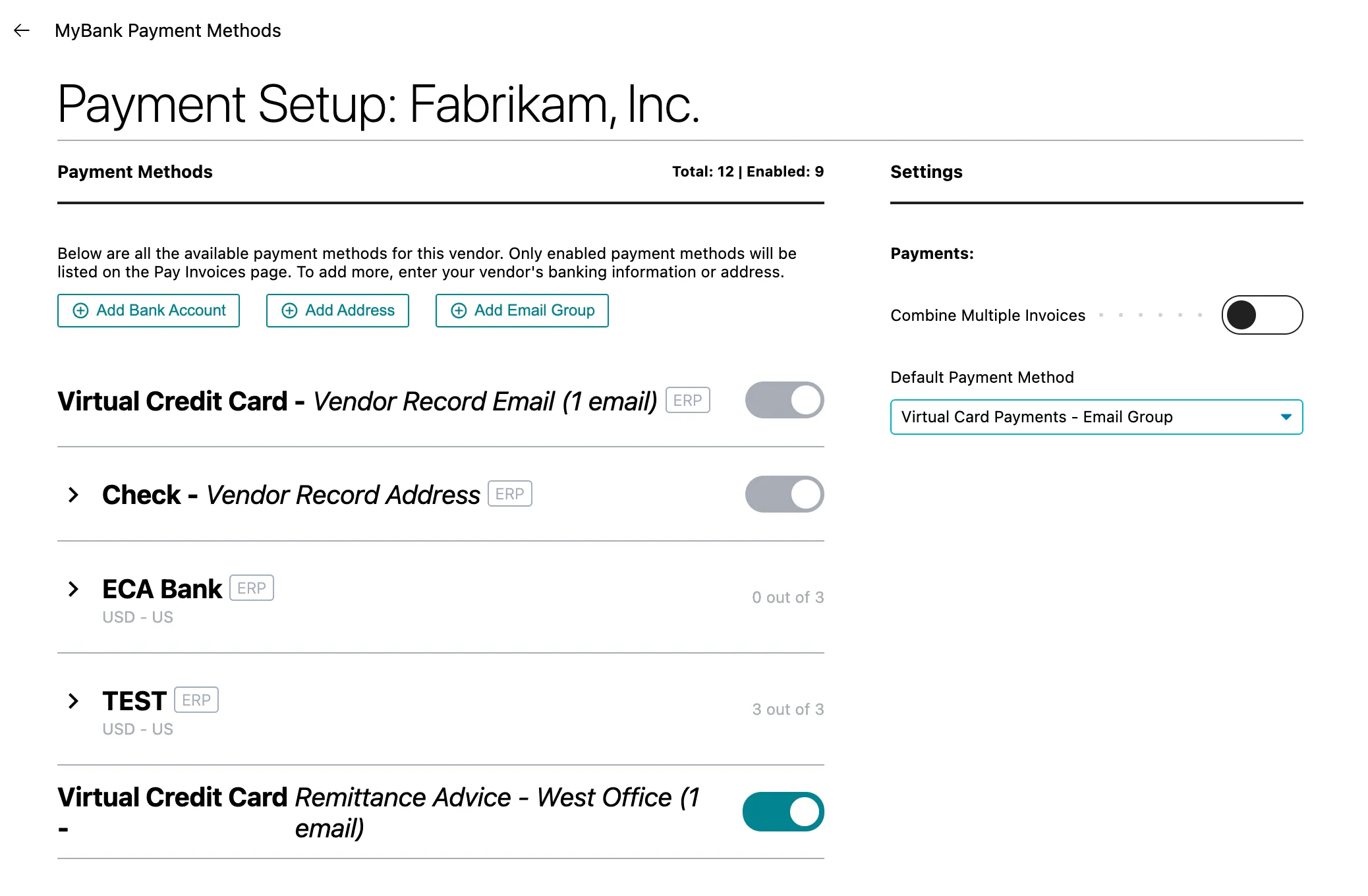 Select Default Payment Method