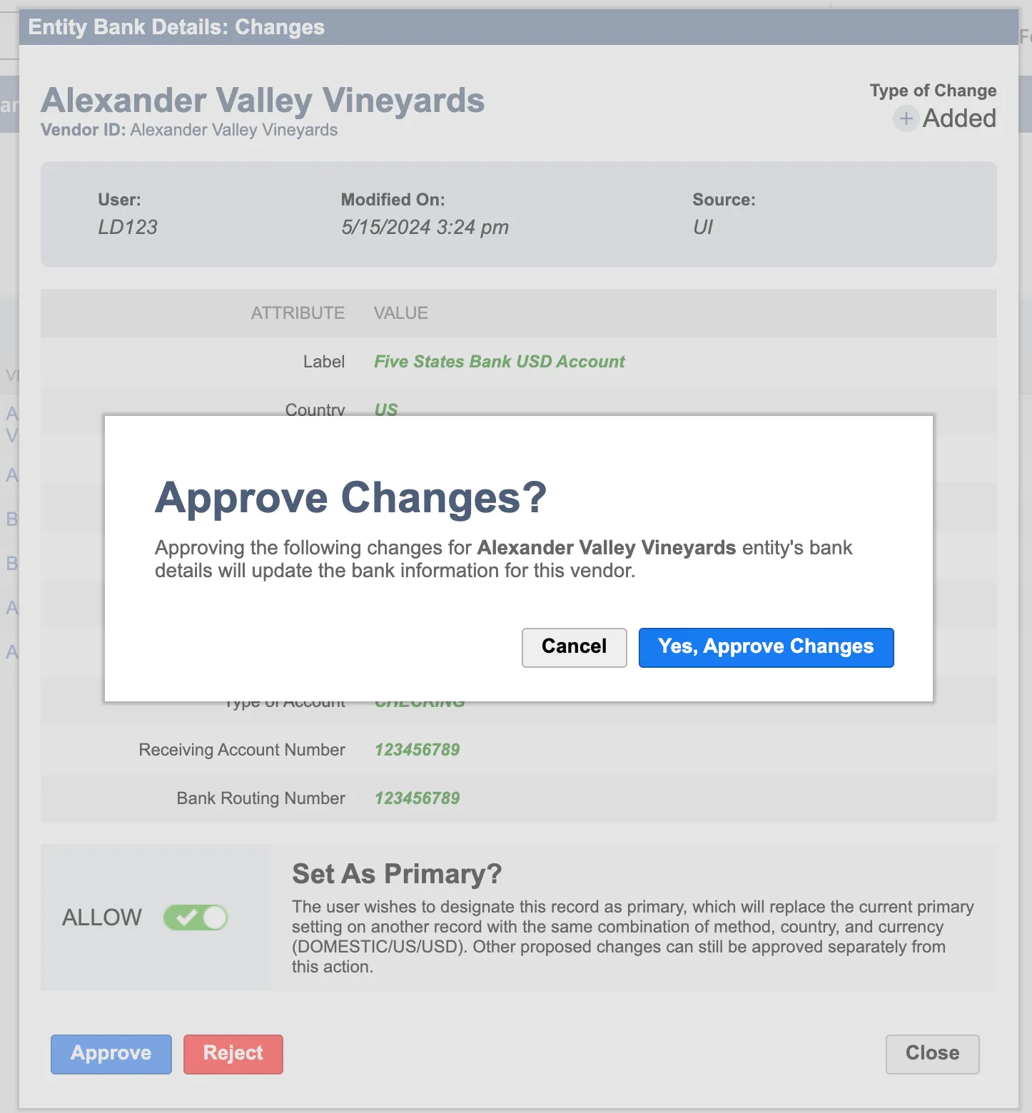 Click Yes, Approve Changes Click Yes, Approve Changes
