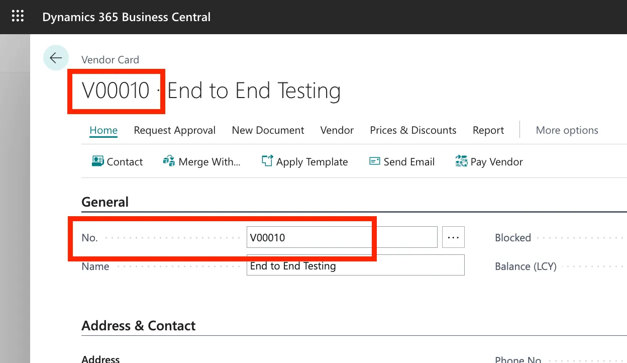 Where to find Vendor ID in Business Central