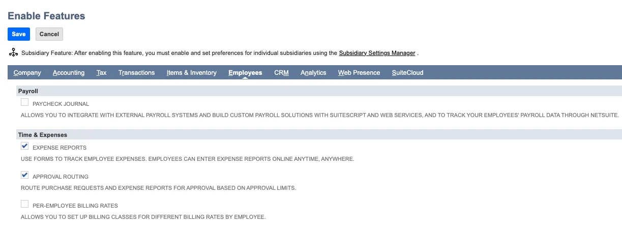 Enable Expense Reports Enable Expense Reports