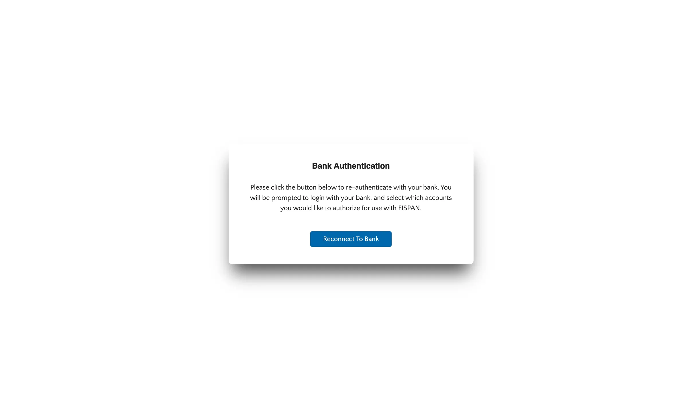 Select Reconnect To Bank Select Reconnect To Bank