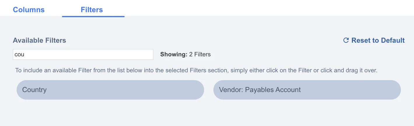 Option 1: Using the Search bar to find a filter Option 1: Using the Search bar to find a filter