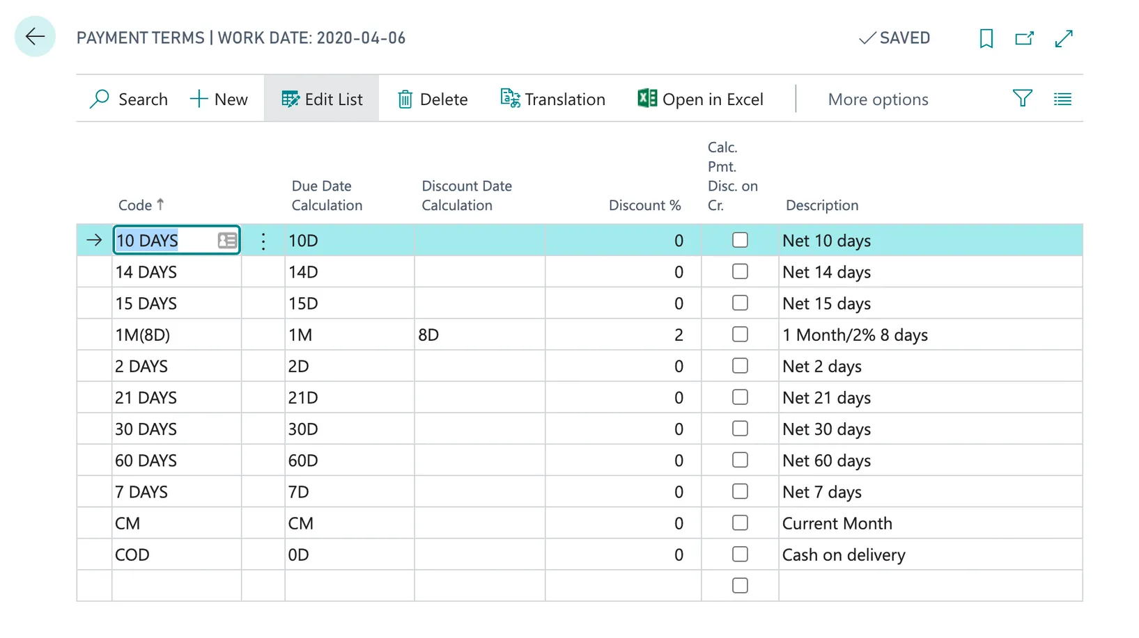 Search Payment Terms Search Payment Terms