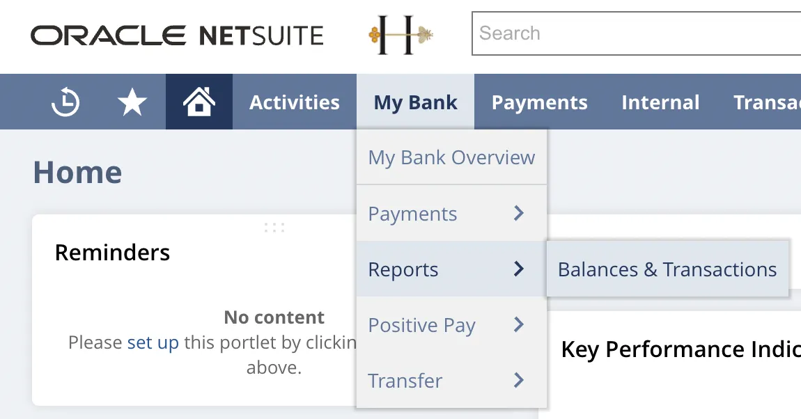 Navigating to Balances & Transactions Page Navigating to Balances & Transactions Page