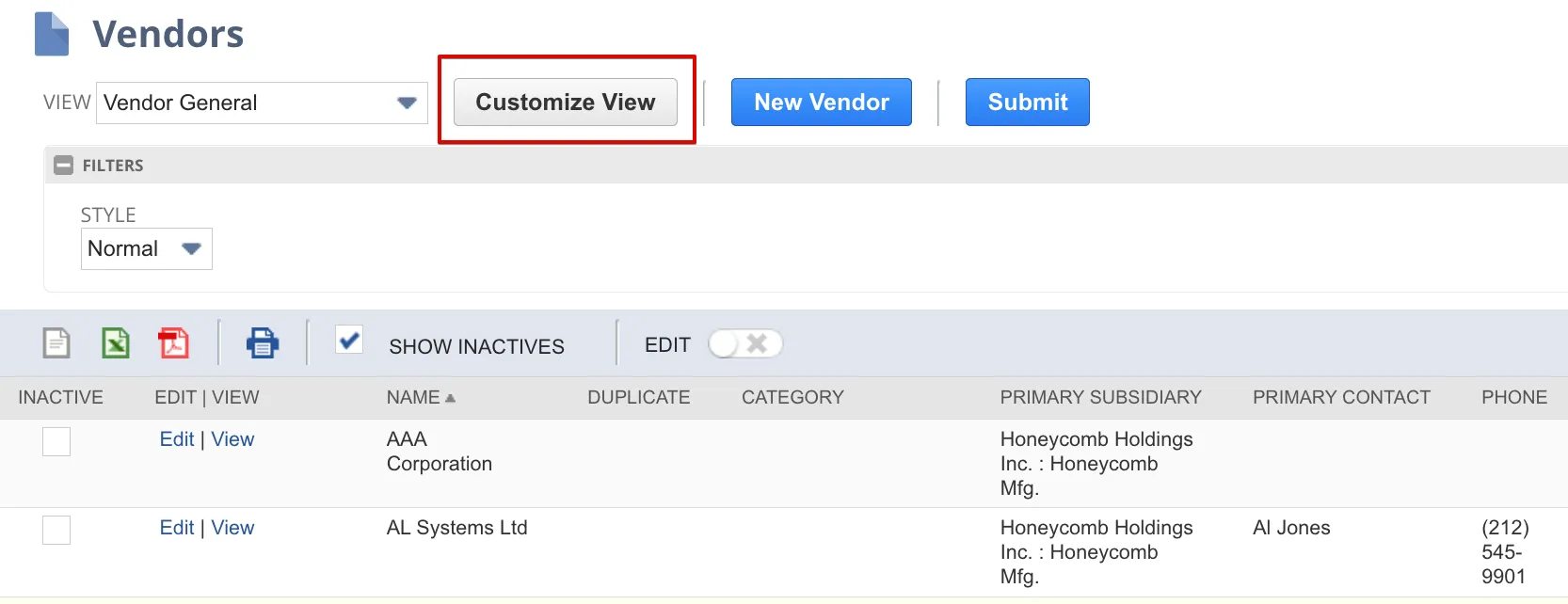Customize View Customize View