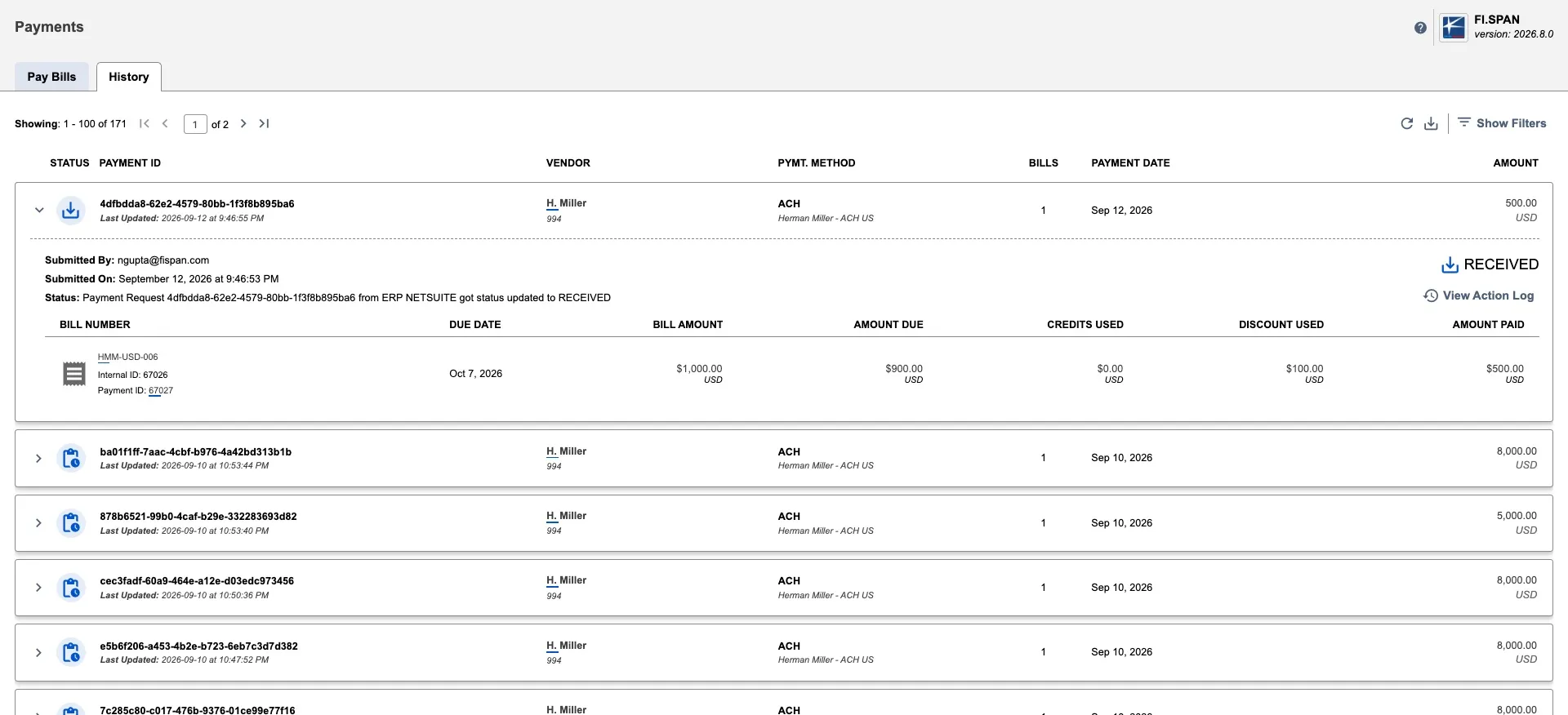 Payments History