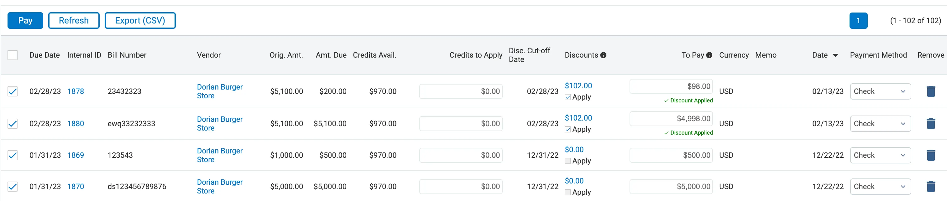 Paying Grouped Bills