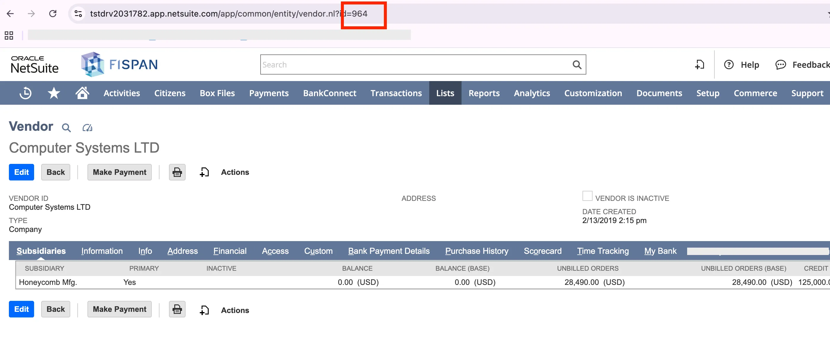 Where to find Vendor ID in NetSuite