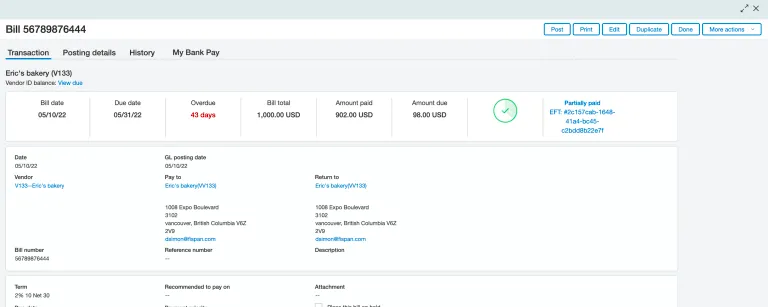 Check Reopened Bill