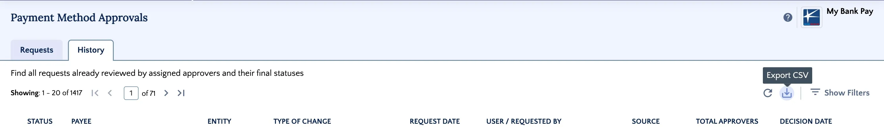 Click Export CSV Click Export CSV
