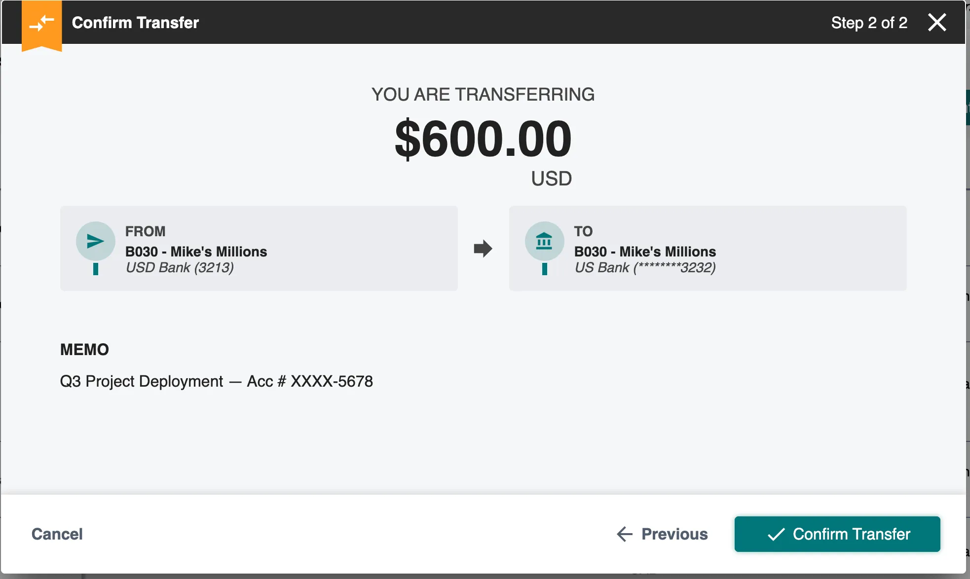 Select Confirm Transfer