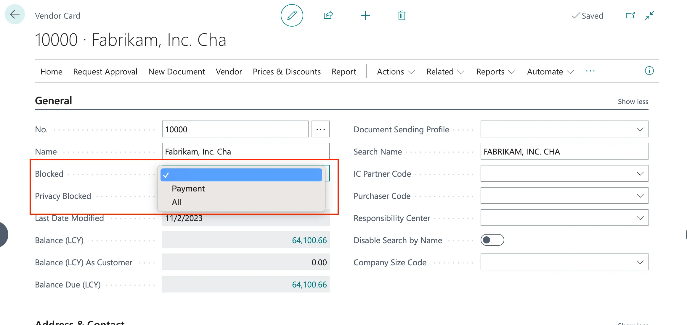 Example Vendor Card Example Vendor Card