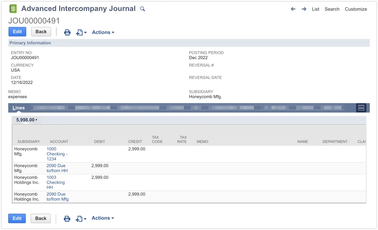 Advanced Intercompany Journal Entry Advanced Intercompany Journal Entry