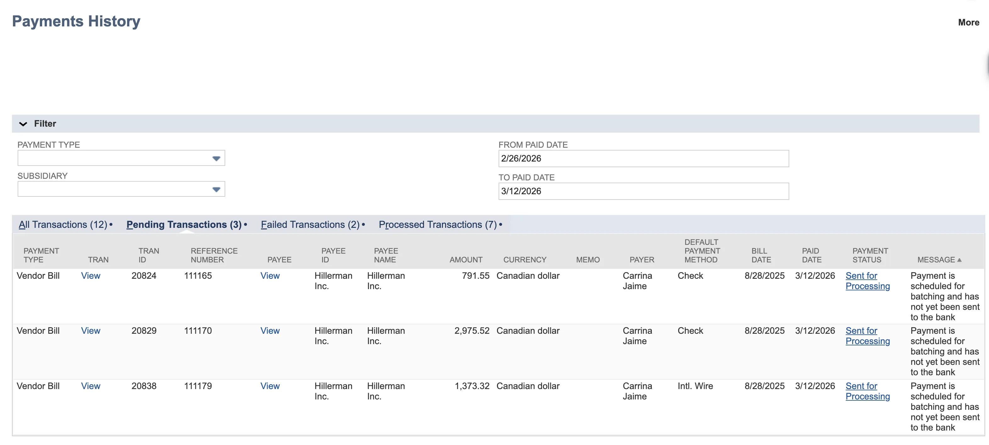 View Payment History - Pending View Payment History - Pending