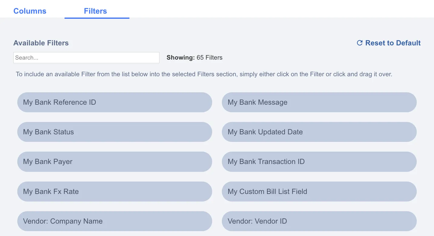 Option 2: Scrolling through the Available Filters list to find a filter