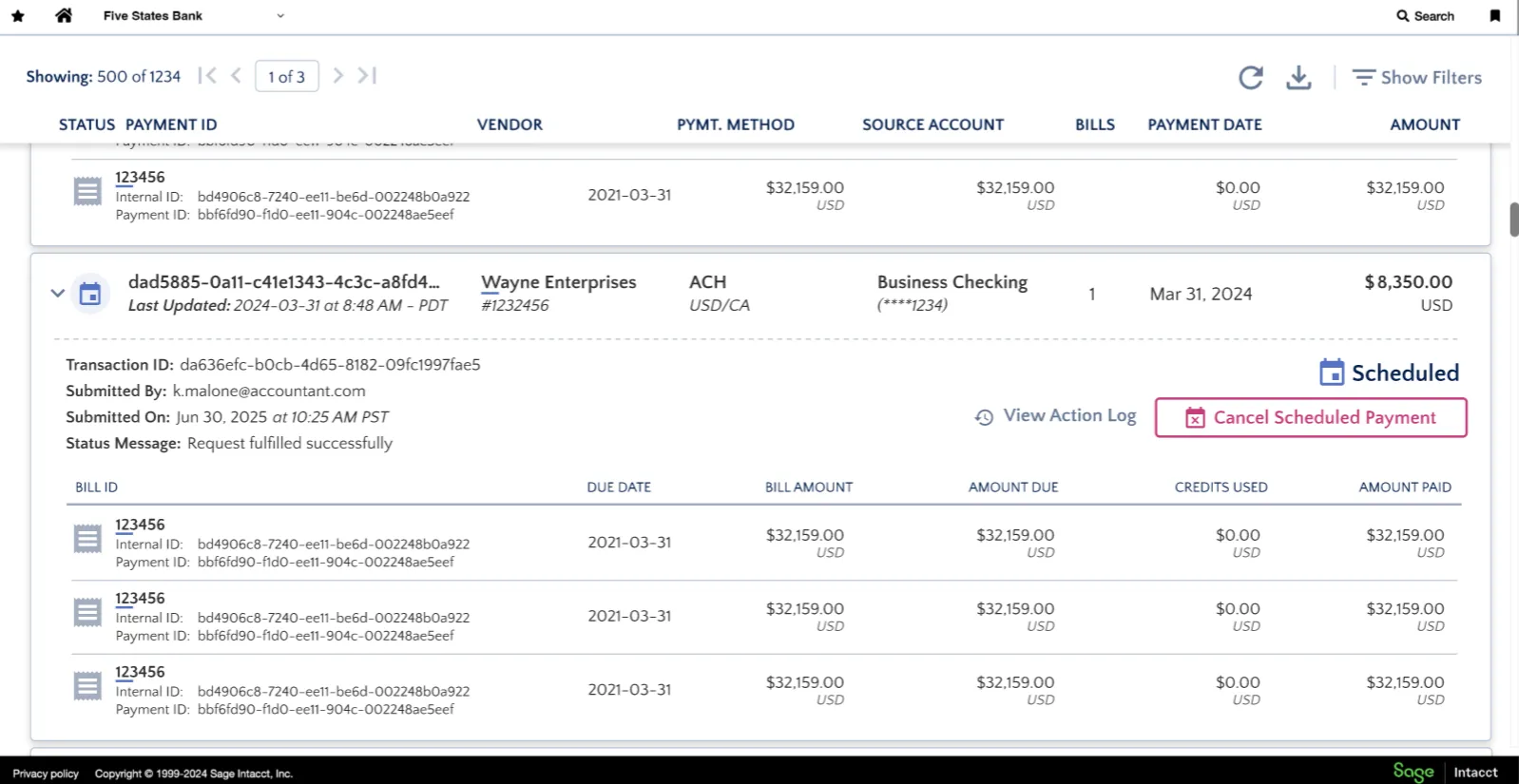 Click the "Cancel Scheduled Payment" button Click the "Cancel Scheduled Payment" button