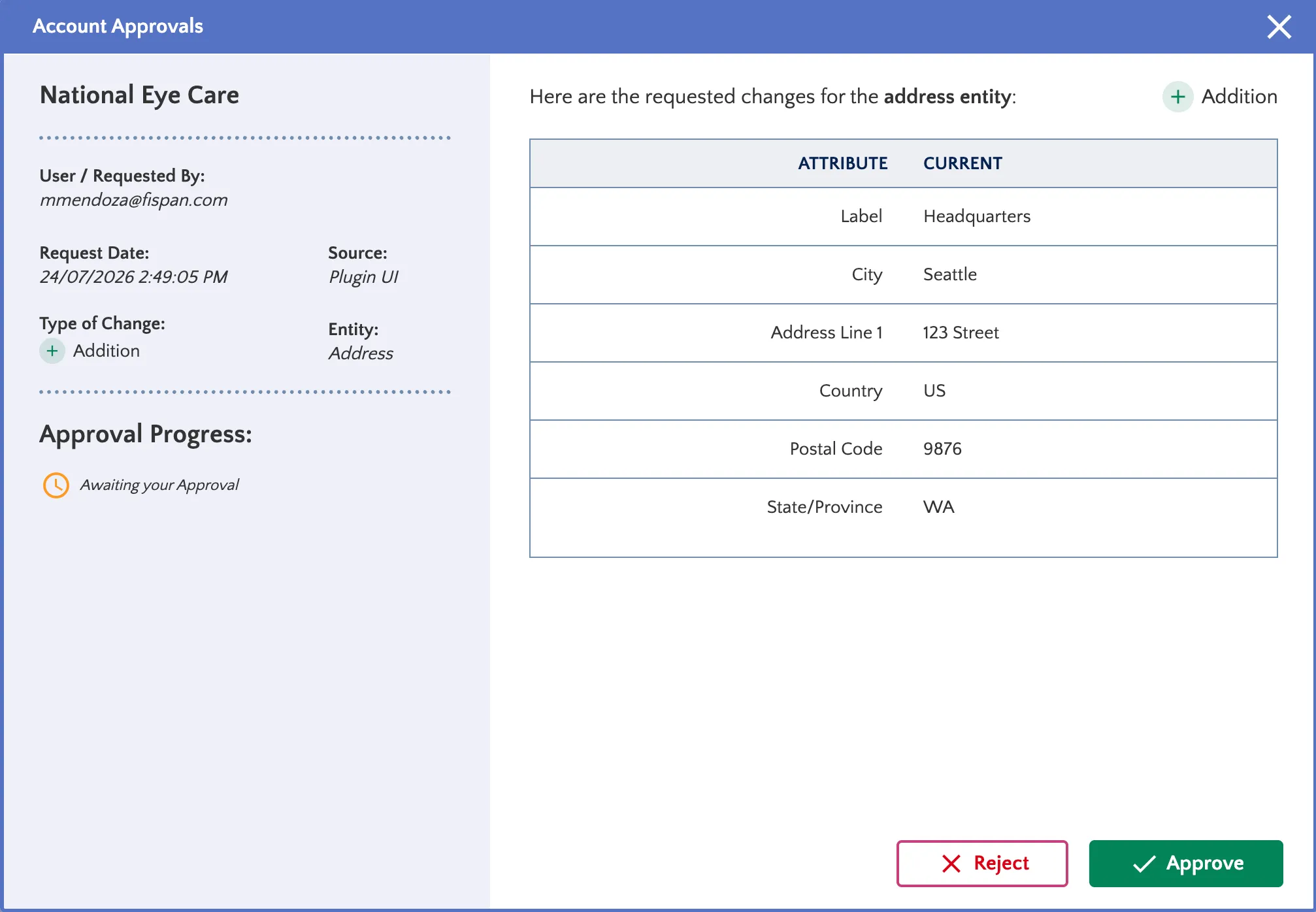 Addition - View Pending Change Addition - View Pending Change