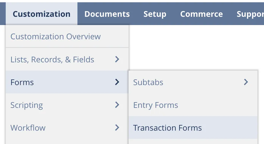 Navigate to Transaction Forms Navigate to Transaction Forms