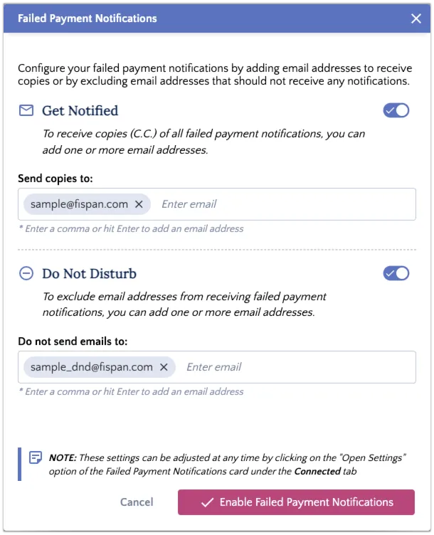 Add Email Addresses to Get Notified or to Do Not Disturb
