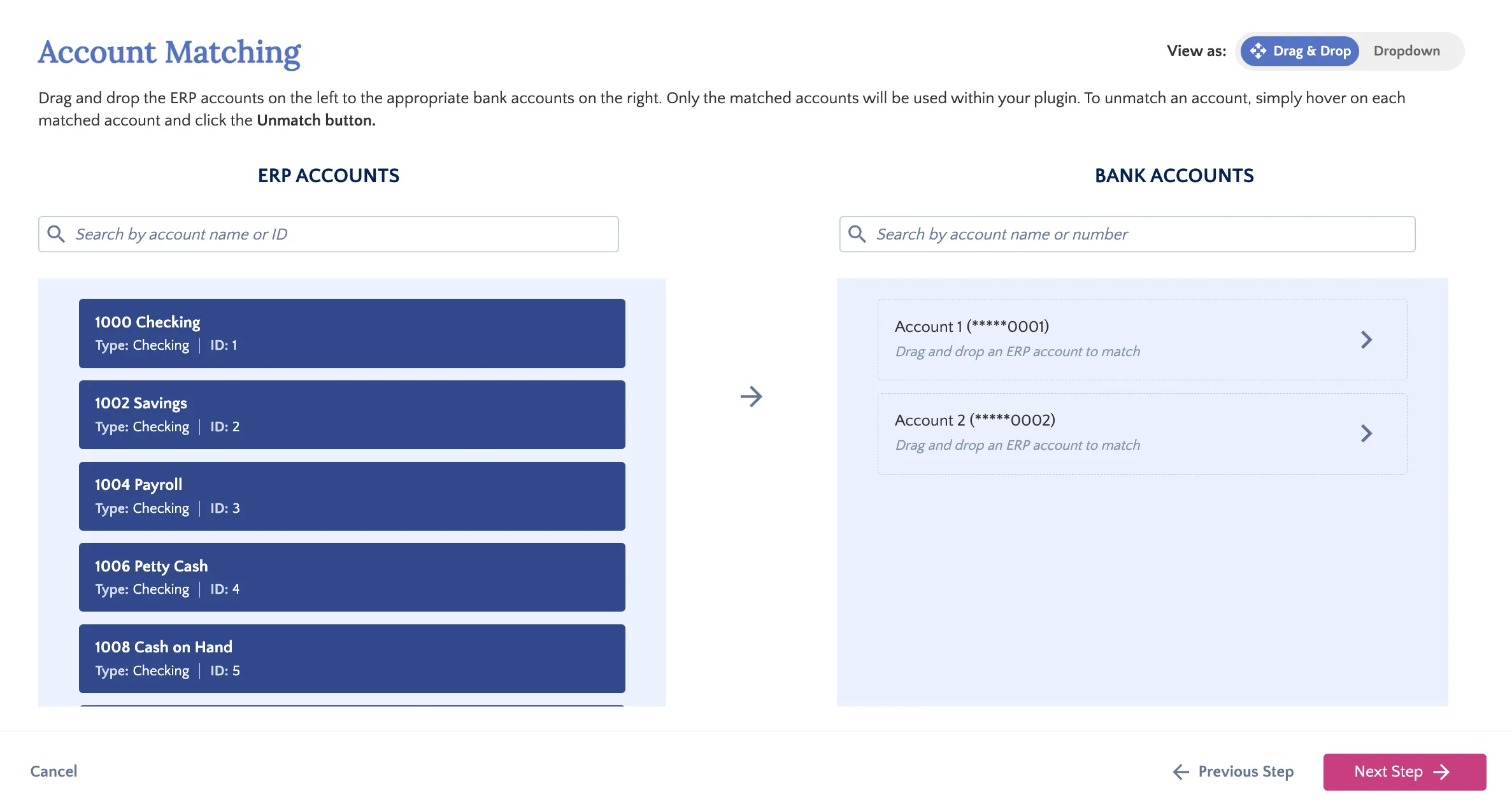 Account Matching Step Account Matching Step
