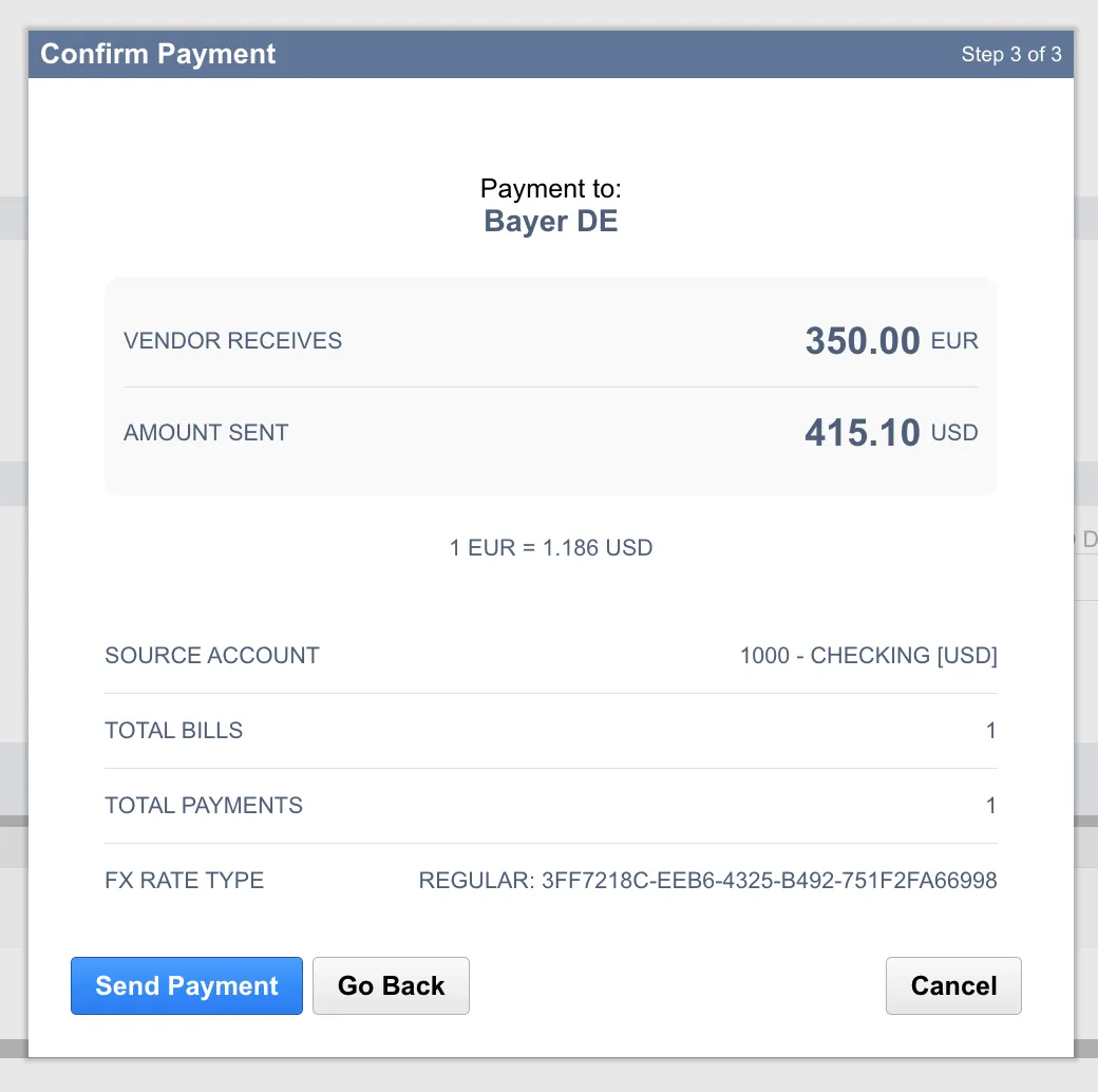 Confirm Payment details