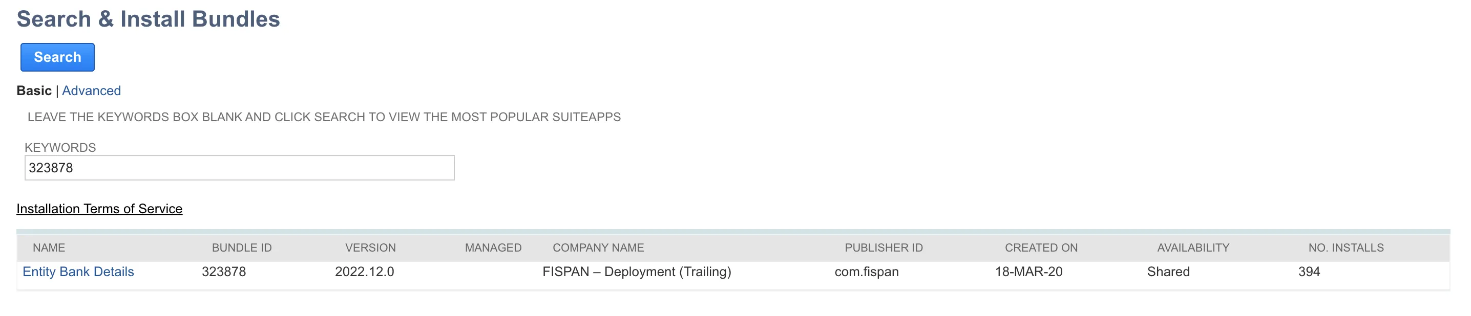 Entity Bank Details bundle Entity Bank Details bundle