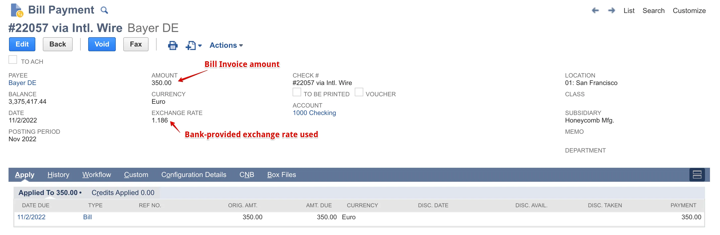 Bill Payment record