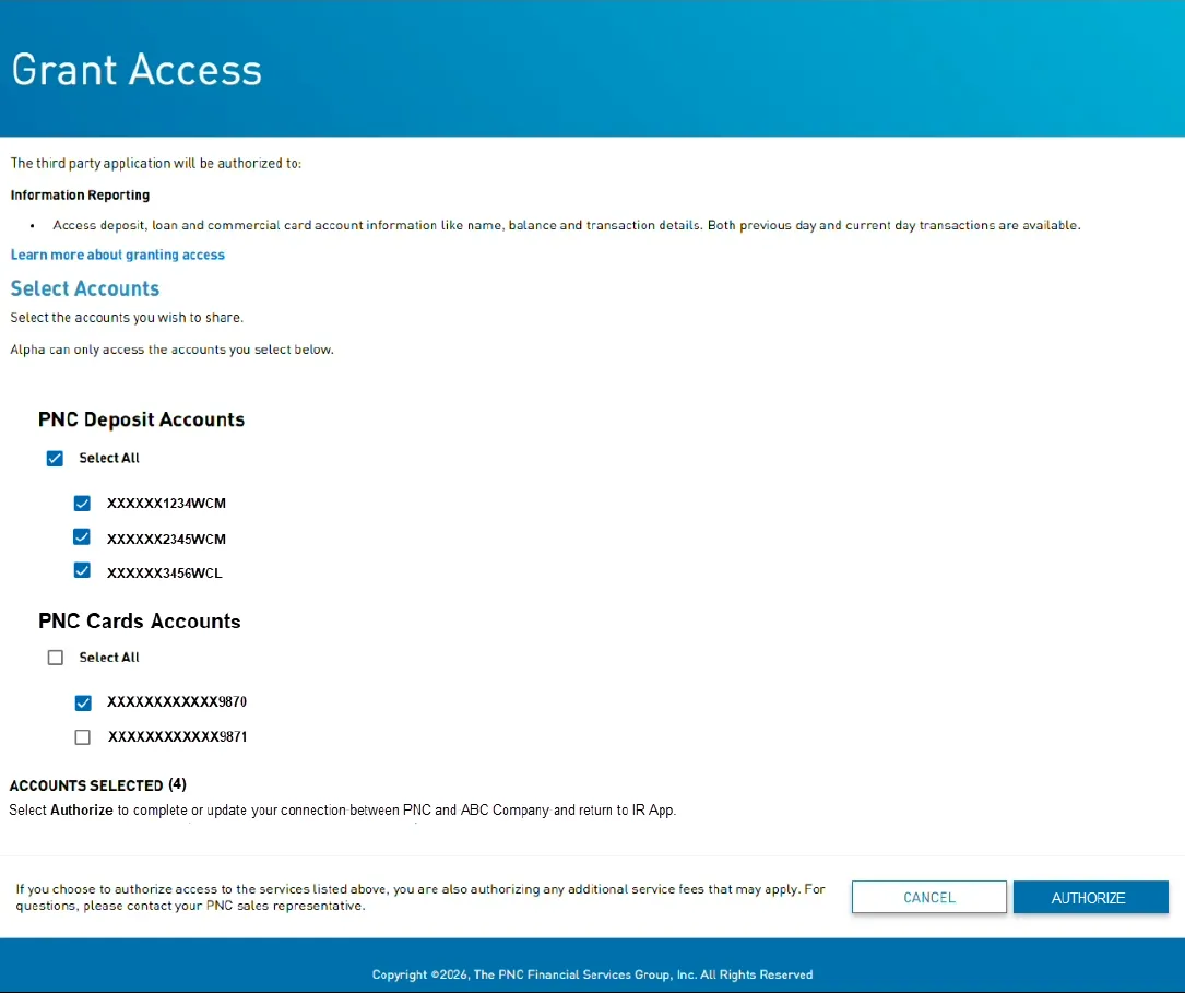 Authorize bank accounts Authorize bank accounts