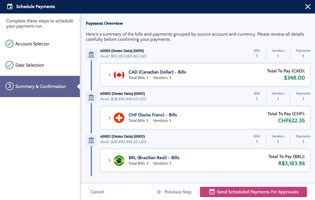 Review summary and confirm payments Review summary and confirm payments