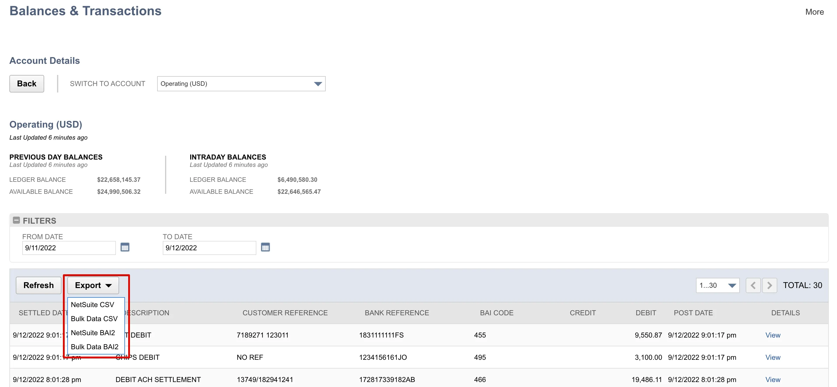 Select Desired Export File Type Select Desired Export File Type