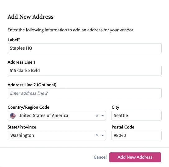 Add Address Information Add Address Information