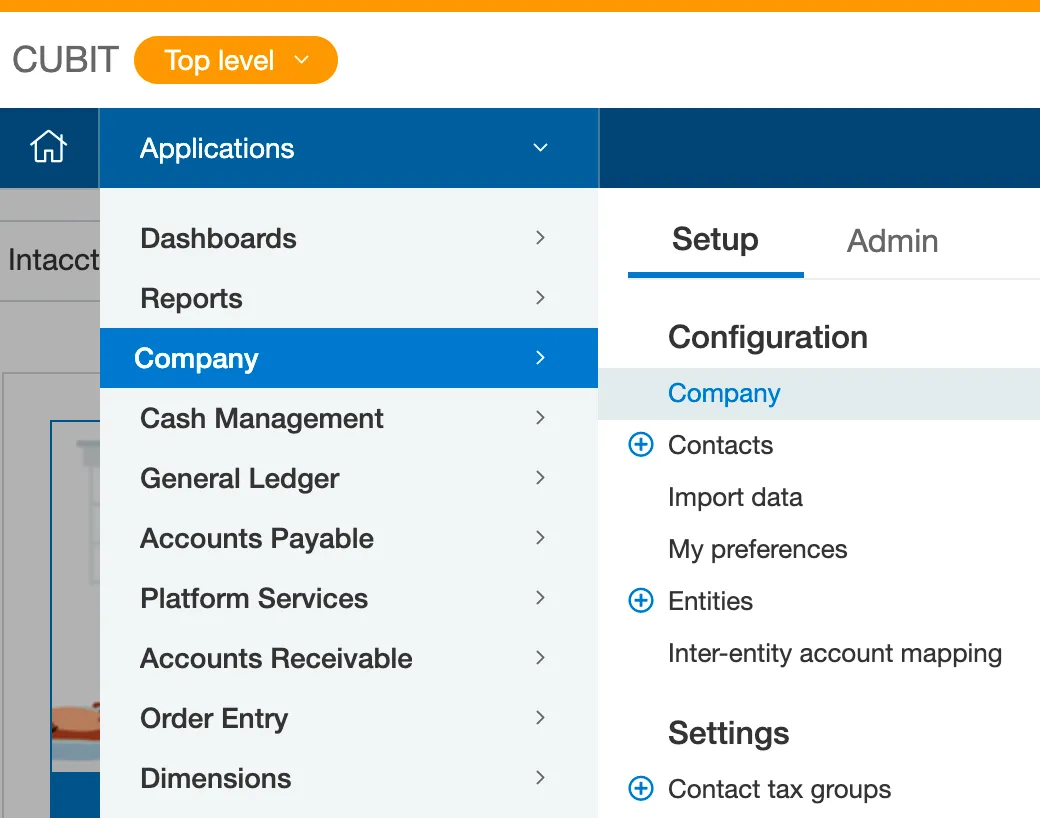 Go to Company tab Go to Company tab