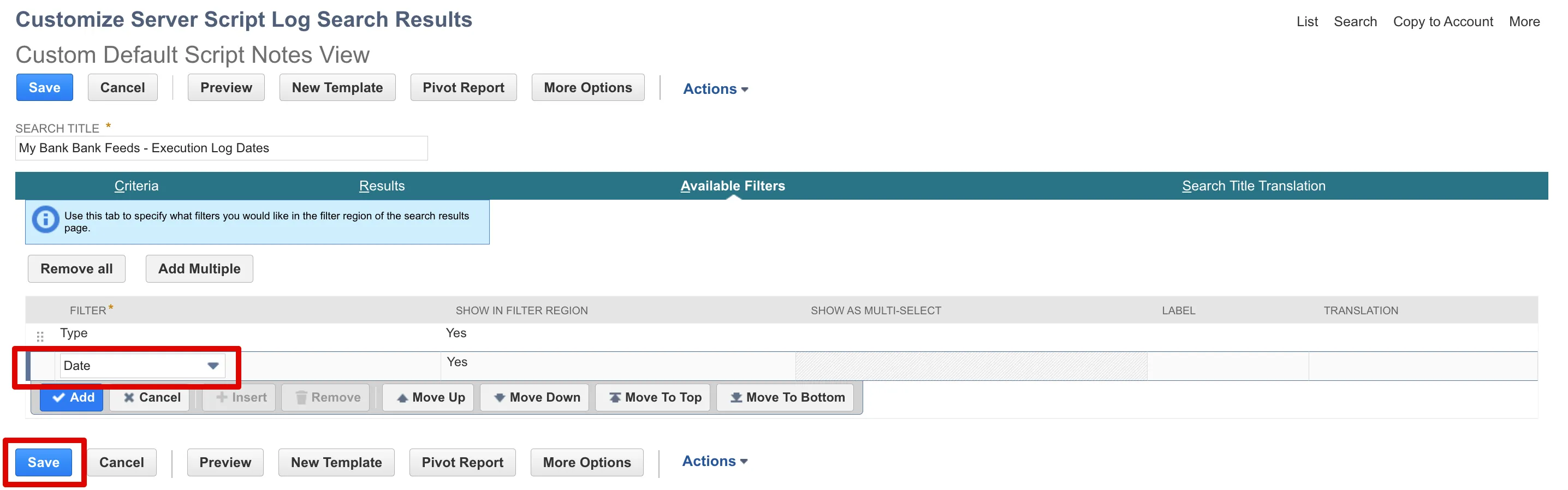 Custom Default Script Notes View - filter by Date