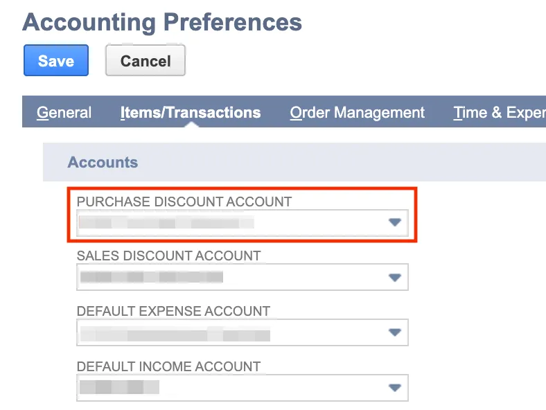 Select an Account to be the Purchase Discount Account Select an Account to be the Purchase Discount Account