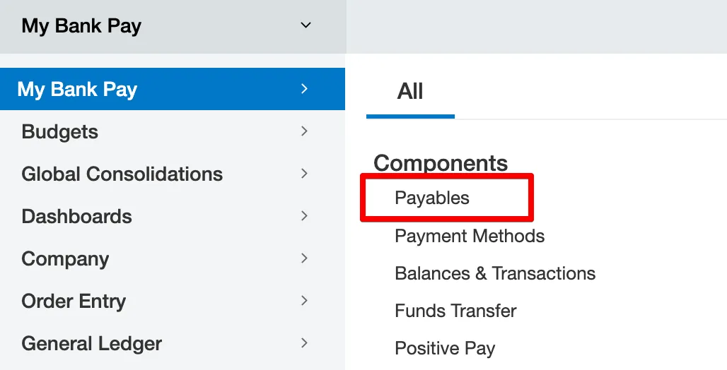 Go to Payables Go to Payables