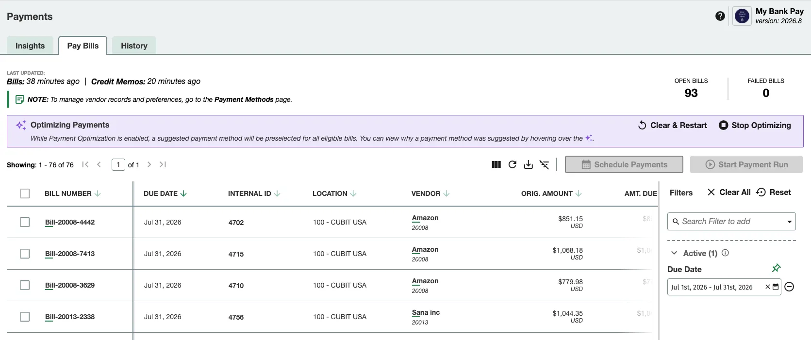 Review the suggested Payment Run