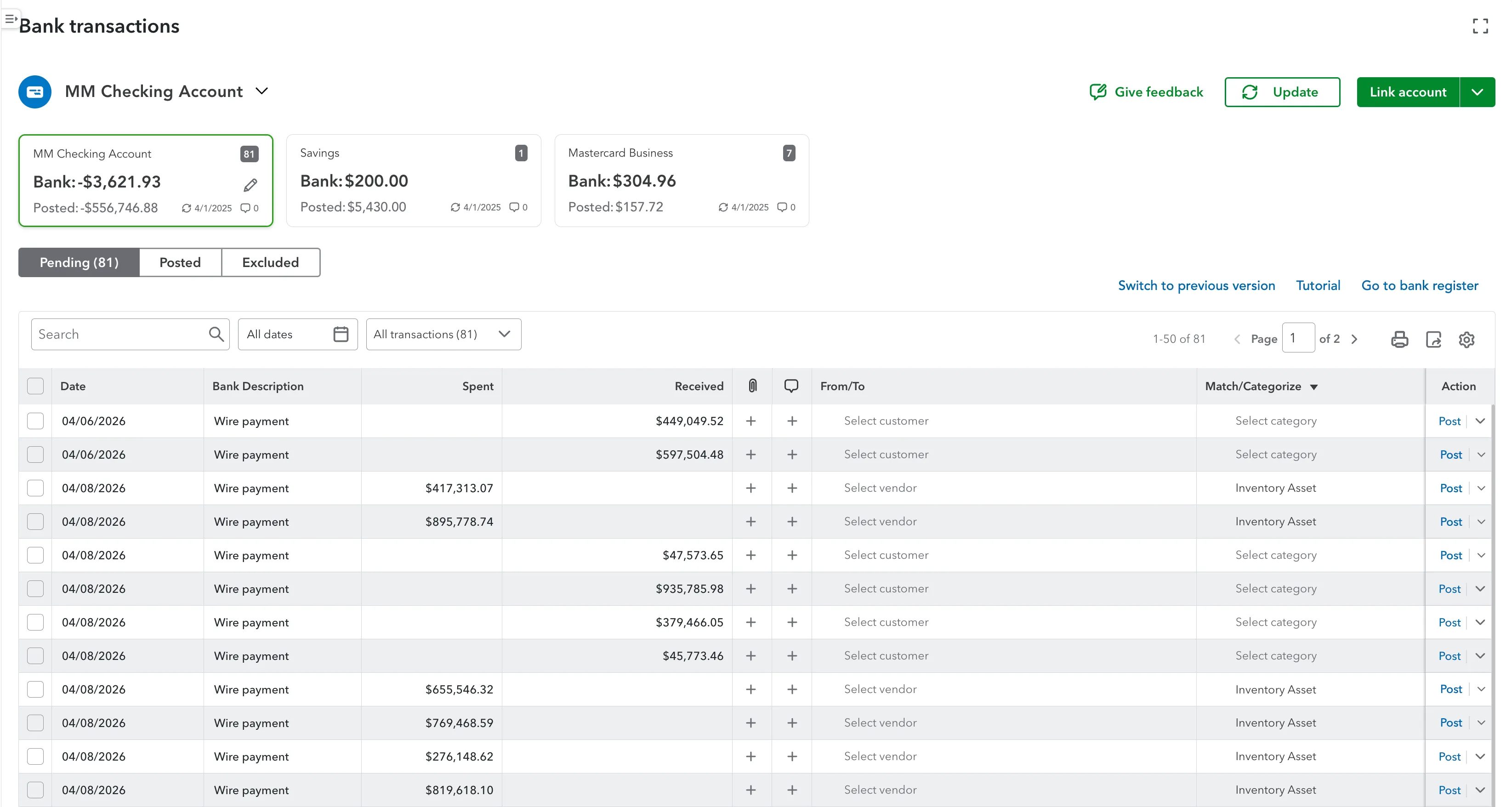 Categorize Transactions Categorize Transactions