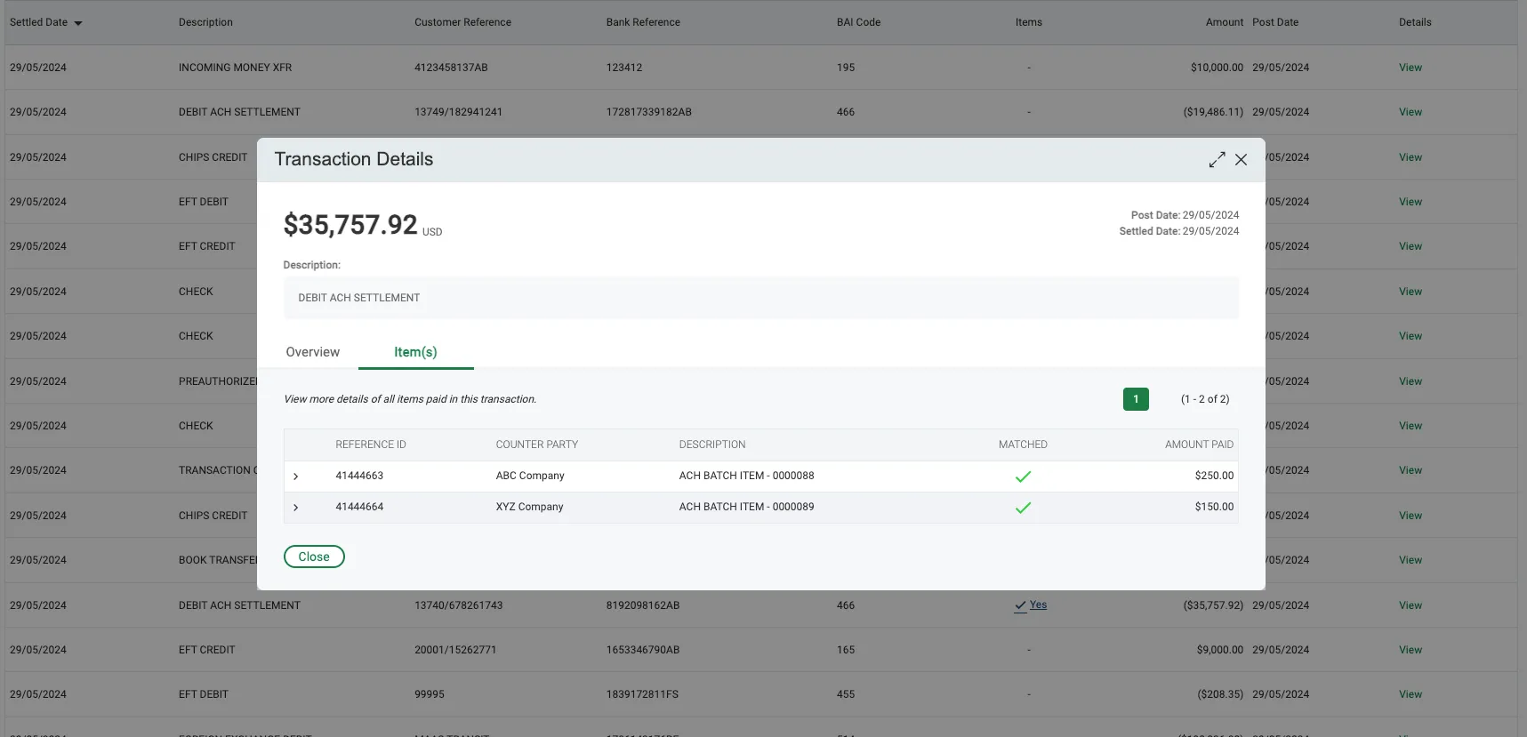 View Unbatched Transactions