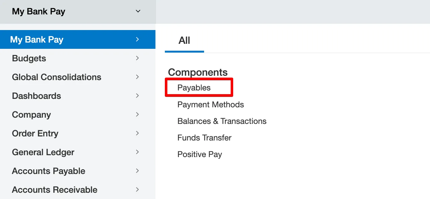 Go to Payables Go to Payables
