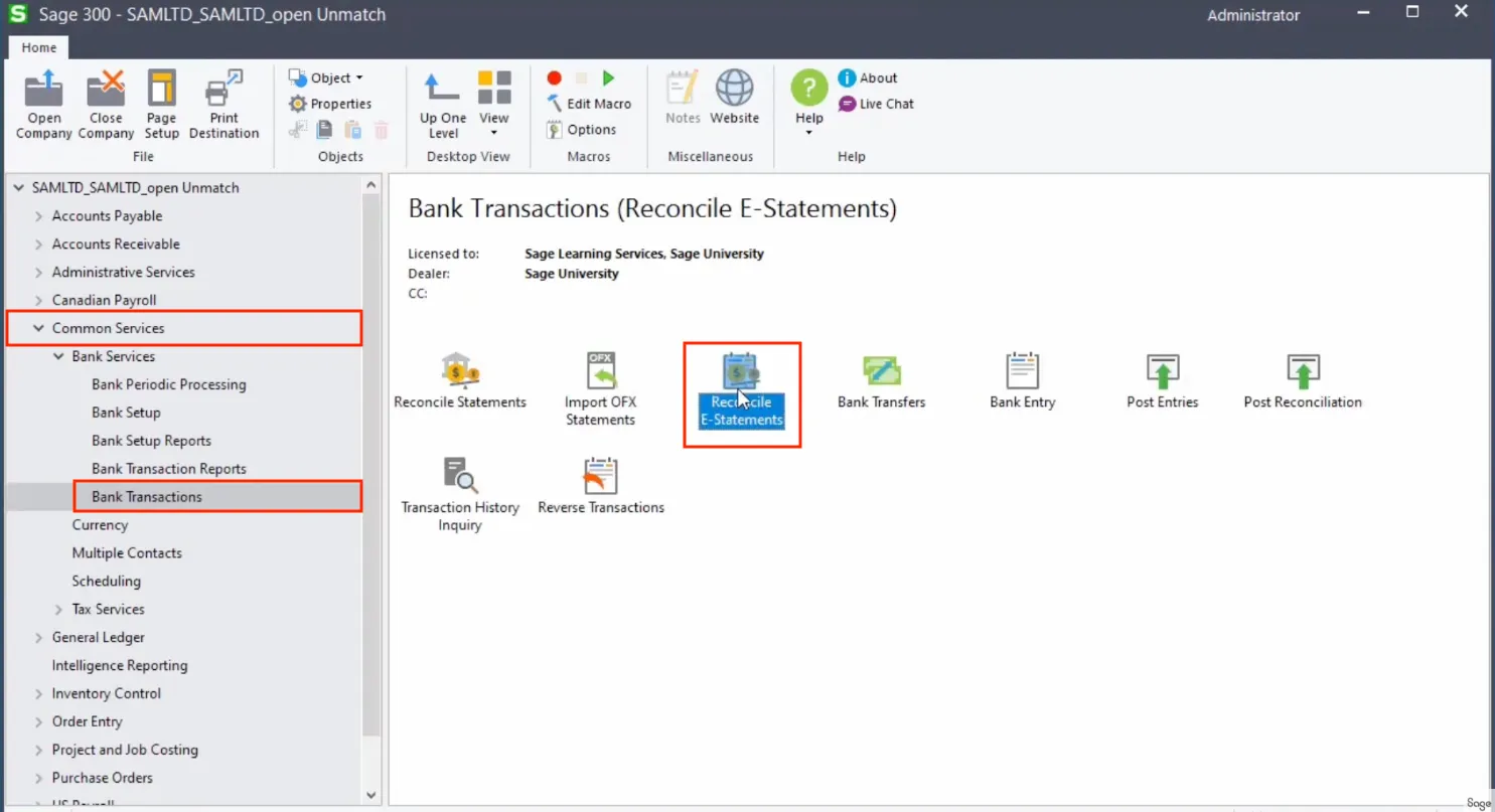 Open Reconcile E-Statements Open Reconcile E-Statements